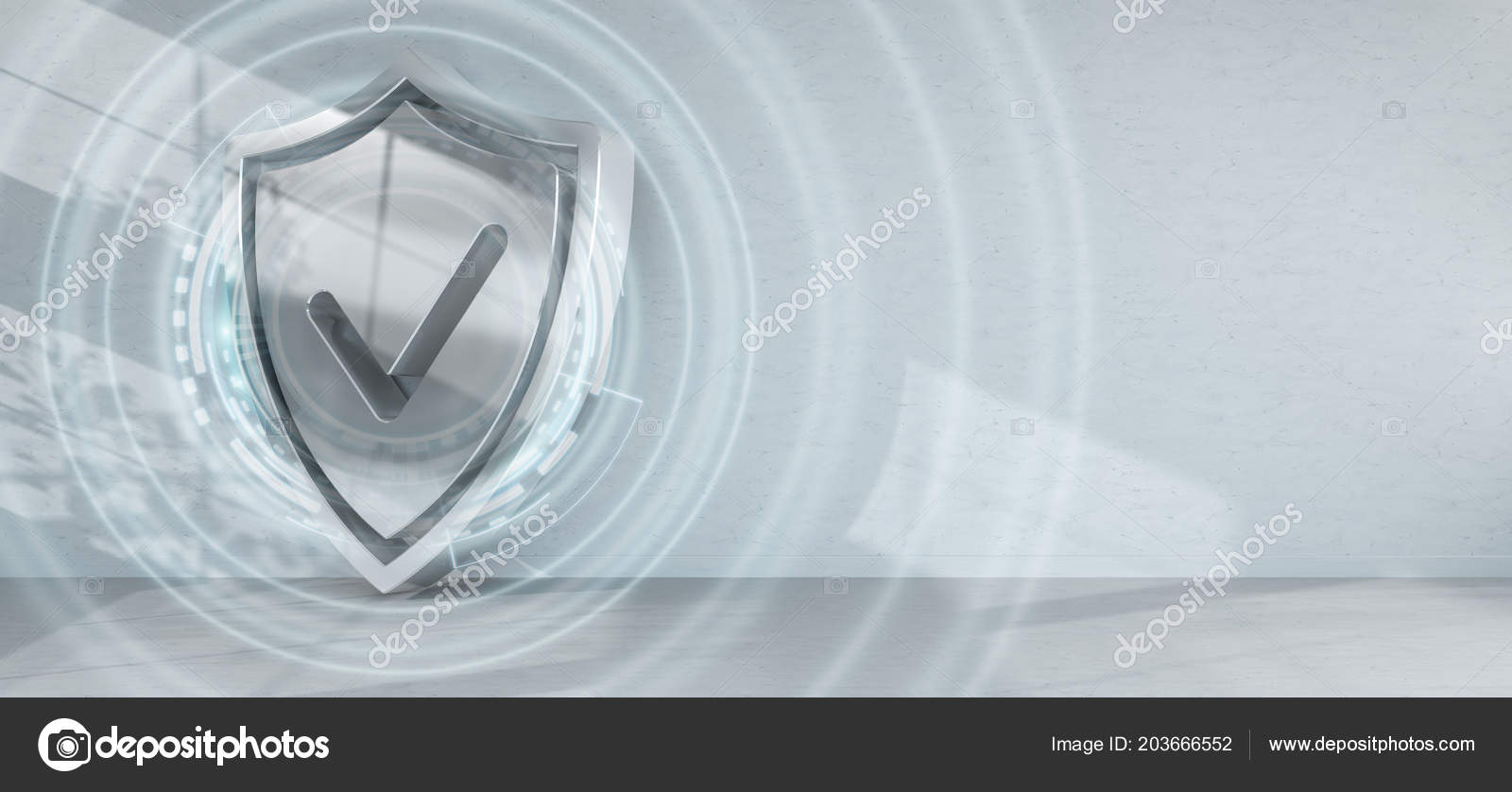 Modern Shield Protection Interface Activated Bright House Rendering ...