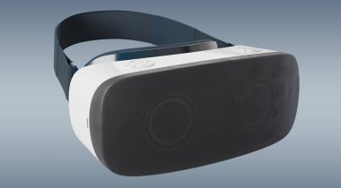 Sanal gerçeklik teknolojisi illüstrasyon gri arka plan 3d render üzerinde gözlük