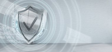 Parlak evde 3d render aktif Modern kalkan koruma arayüzü