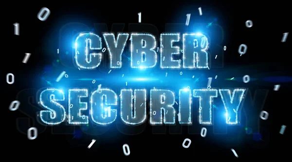 Cyber Security Text Hologram Black Background Rendering — Stock Photo, Image