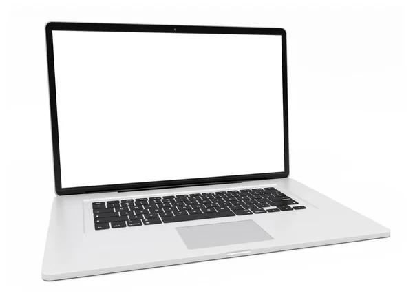 Modern Digital Silver Och Svart Laptop Vit Bakgrund Rendering — Stockfoto