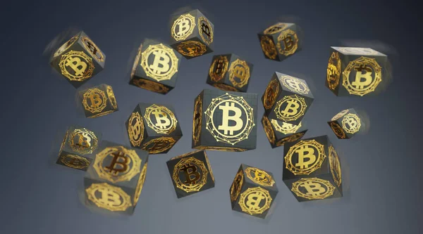 Bitcoins Exchanges Connections Grey Background Rendering — Stock Photo, Image