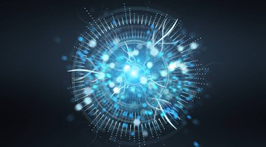 Dijital göz gözetim hologram mavi gri arka planda 3d render
