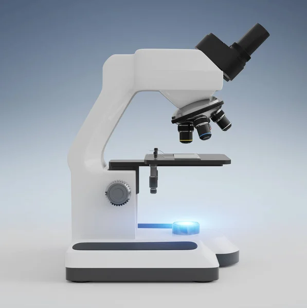 Microscopio Digital Moderno Aislado Sobre Fondo Gris Blanco Representación — Foto de Stock