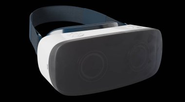 Sanal gerçeklik teknolojisi illüstrasyon koyu arka plan 3d render üzerinde gözlük