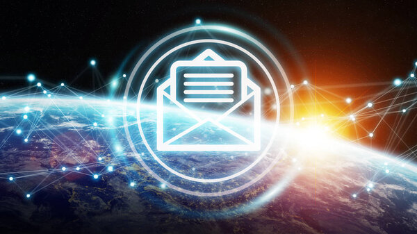 Emails exchanges and connections over the globe 3D rendering elements of this image furnished by NASA