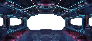 Grunge uzay gemisi iç beyaz arka plan 3d render ile