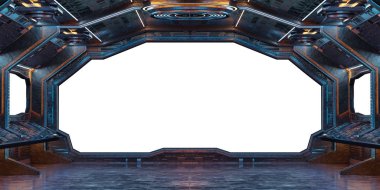 Grunge uzay gemisi iç beyaz arka plan 3d render ile