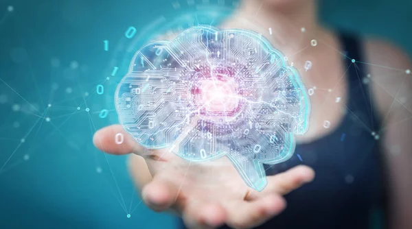 Бізнес Леді Розмитому Фоні Створення Штучного Інтелекту Цифровому Рендерингу Мозку — стокове фото