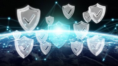 Siber Güvenlik ve bağlantıları dünya 3d işleme öğeleri Nasa tarafından döşenmiş bu görüntünün üzerinden