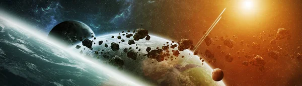 Nasa Tarafından Döşenmiş Görüntünün Alan Render Öğelerindeki Uzak Güneş Sistemindeki — Stok fotoğraf
