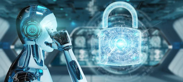 Web Security Protection Interface Used Robot Blurred Background Rendering — Stock Photo, Image