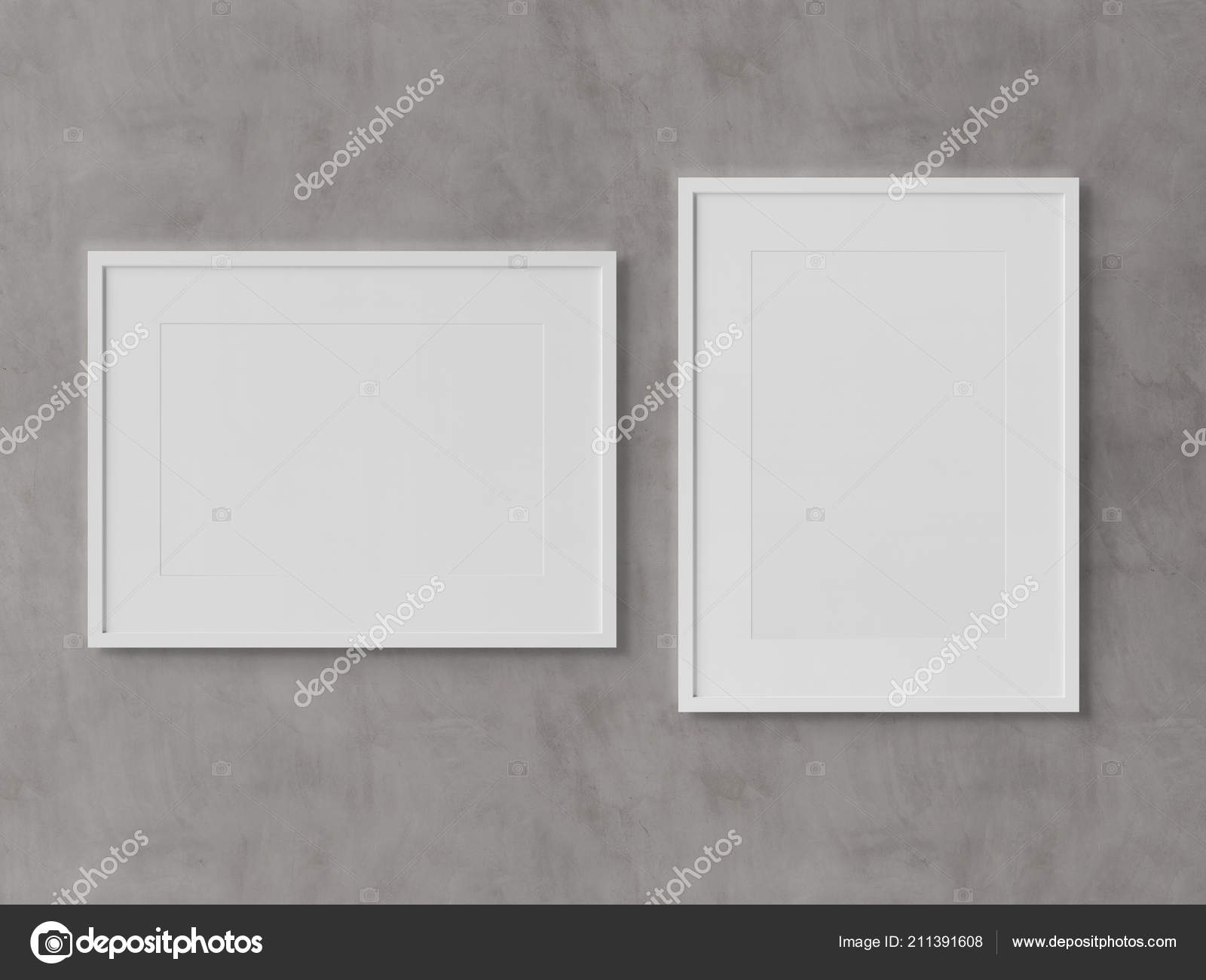 White Rectangular Frames Hanging On A White Textured Wall Mockup White Rectangular Frames Hanging On A White Textured Wall Mockup