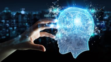 İşkadını bulanık arka planda yapay zeka 3d render oluşturma