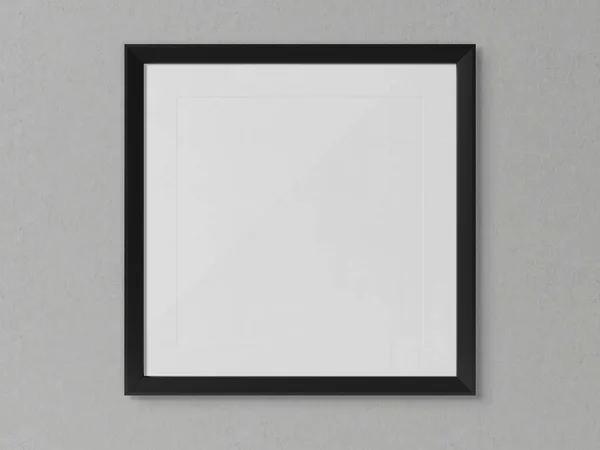 Schwarzer Quadratischer Rahmen Der Einer Weißen Strukturierten Wandattrappe Hängt — Stockfoto