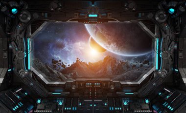 Uzay gemisi grunge iç exoplanet 3d render unsurları Nasa tarafından döşenmiş bu görüntü üzerinde Manzaralı