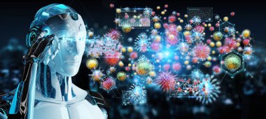 Cyborg oluşturma ve çözümleme salacak 3d render arka plan bulanık üzerinde