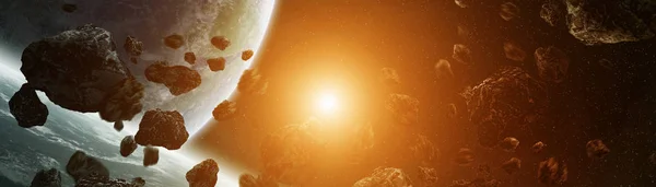 Vista Panorâmica Planetas Sistema Solar Distante Espaço Elementos Renderização Desta — Fotografia de Stock