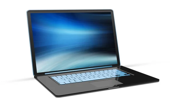 Vista Lateral Laptop Preto Moderno Isolado Com Renderização Sombra — Fotografia de Stock