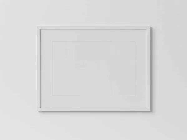 Beyaz Bir Dokulu Duvar Mockup Render Üzerinde Asılı Beyaz Dikdörtgen — Stok fotoğraf