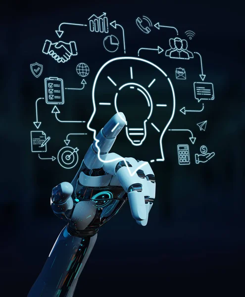 Humanoid Biały Tle Rozmazany Tworzenia Sztucznej Inteligencji Interfejs — Zdjęcie stockowe