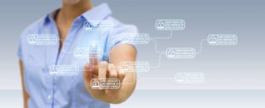 İşkadını üstünde onun veri ince çizgi güvenlik arabirimi ile koruma arka plan bulanık