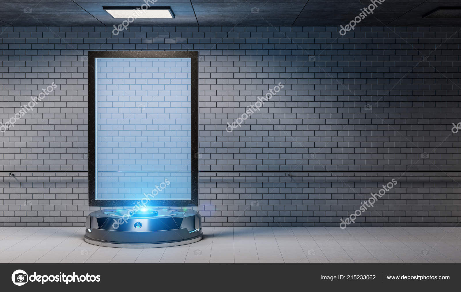 Download Blue White Futuristic Billboard Dirty Underground Tube Station Mockup Rendering Stock Photo C Sdecoret 215233062 PSD Mockup Templates