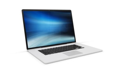 İzole modern dizüstü gölge 3d render ile yan görünüm