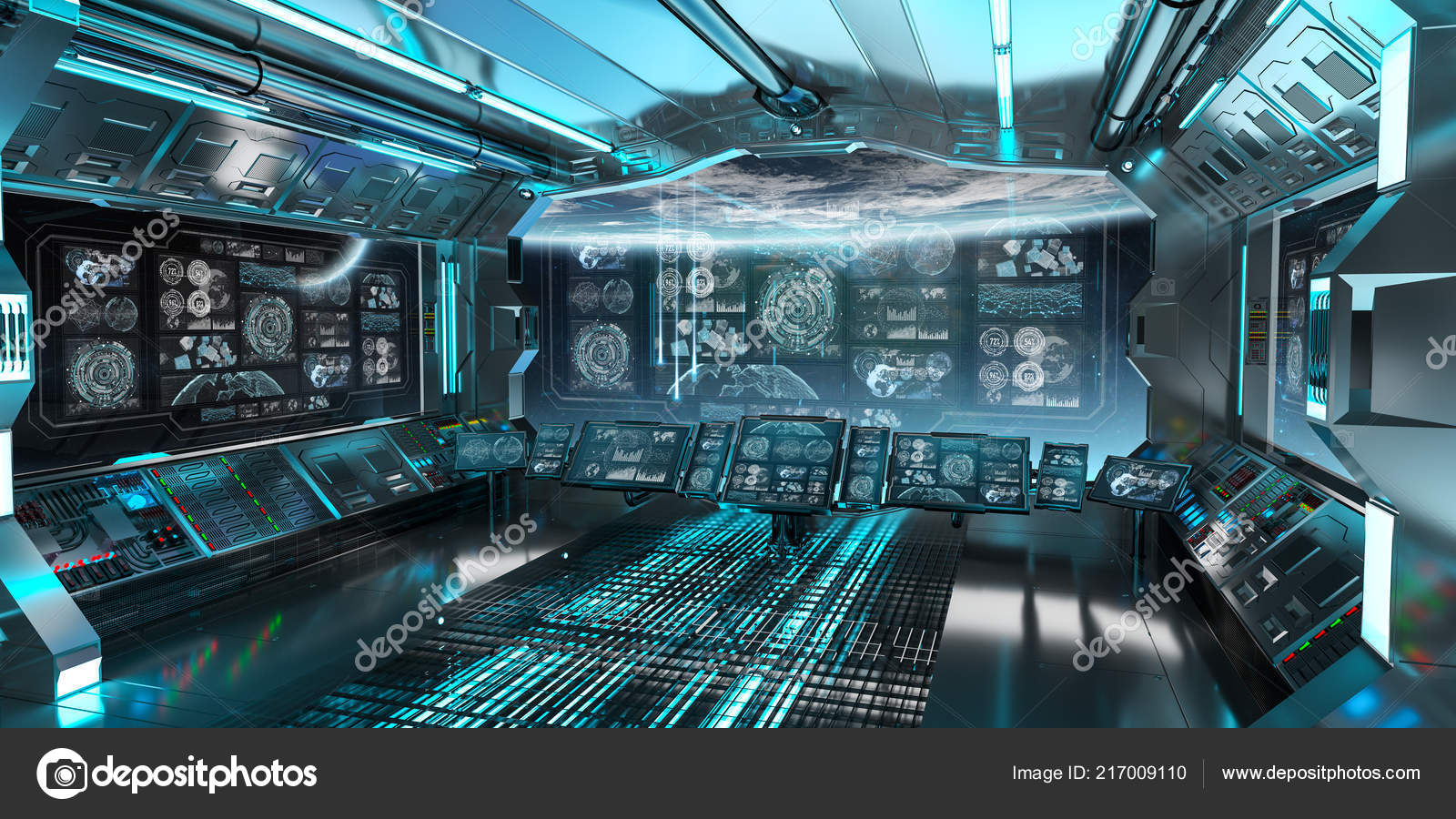 Premium Photo | Outer view of cockpit spaceship window with control system  room