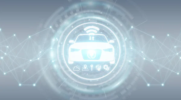 Modern Digital Smart Bil Gränssnitt Isolerade Opn Grå Bakgrund Rendering — Stockfoto