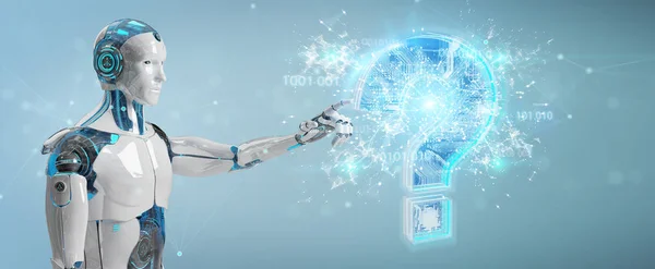 Cyborg Elmosódott Háttér Digitális Kérdőjelek Leképezés Probléma Megoldása — Stock Fotó