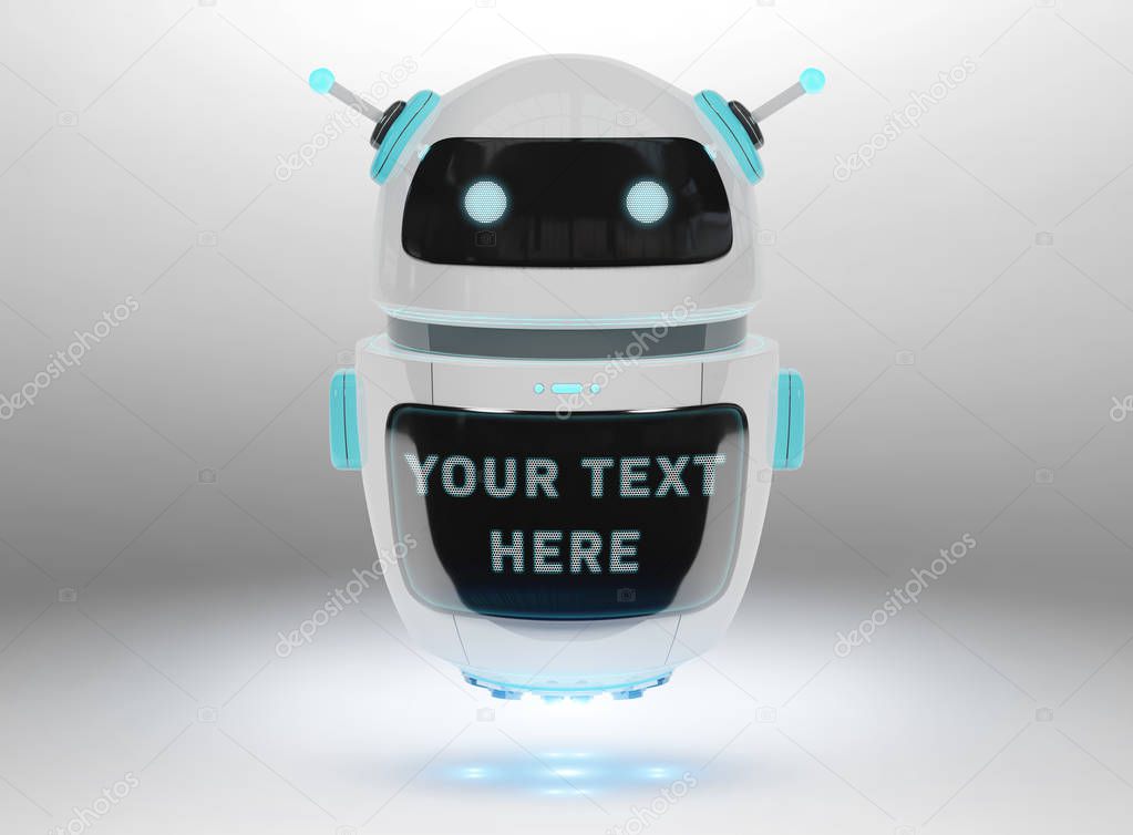 Futuristic digital chatbot on grey background 3D rendering