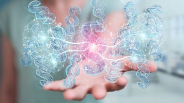 İşkadını 3d işleme dijital paragraf hukuk simgesini kullanarak arka plan bulanık üzerinde