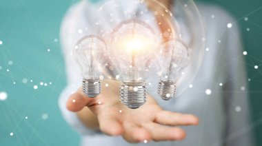 İşkadını bağlantıları 3d render ile modern kesimine bağlayan bulanık arka plan üzerinde