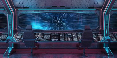 Işık hızı 3d render unsurları Nasa tarafından döşenmiş bu görüntü atlama grunge uzay gemisi Mavi ve pembe iç