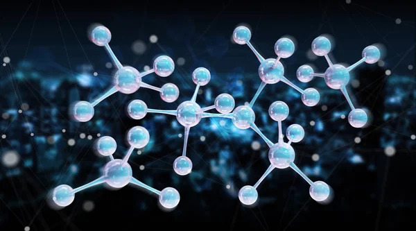 Estructura Moderna Molécula Digital Aislada Representación Del Fondo Azul —  Fotos de Stock