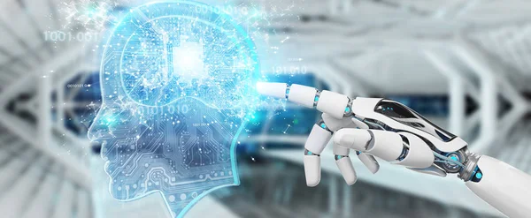 Cyborg Sobre Fondo Borroso Creando Renderizado Inteligencia Artificial — Foto de Stock