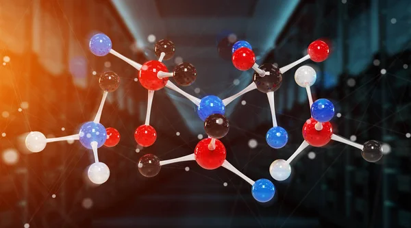 Estructura Moderna Molécula Digital Aislada Representación Del Fondo Azul —  Fotos de Stock
