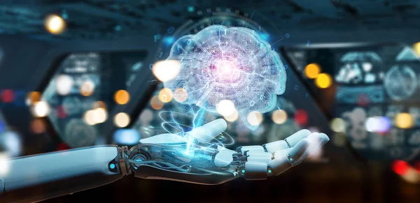 Robot Suddig Bakgrund Att Skapa Artificiell Intelligens Digital Hjärnan Rendering — Stockfoto