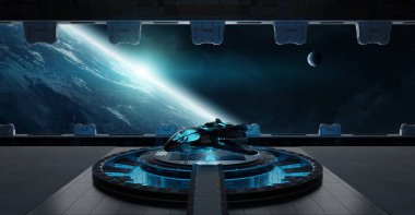 Nasa tarafından döşenmiş bu görüntü büyük blueish iniş pisti uzay İçişleri 3d işleme öğeleri