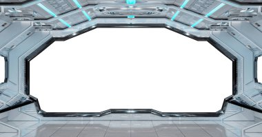 Beyaz temiz uzay gemisi iç beyaz arka plan 3d render ile