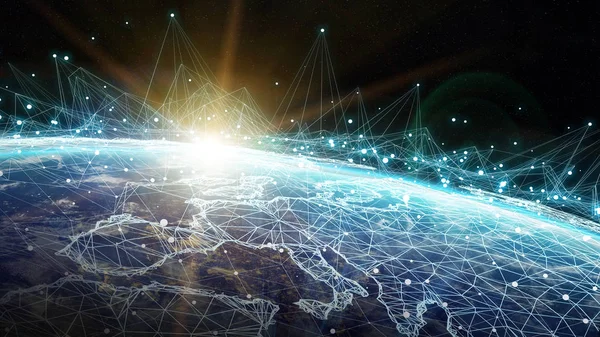 Sistema Conexiones Intercambios Globales Datos Sobre Globo Elementos Representación Esta — Foto de Stock