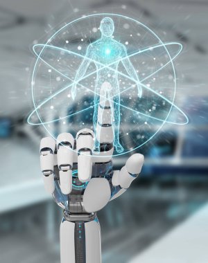  insan vücudu 3d render tarama bulanık arka plan üzerinde