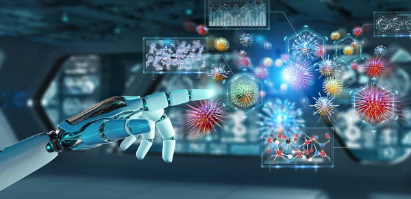 Cyborg Oluşturma Çözümleme Salacak Render Arka Plan Bulanık Üzerinde — Stok fotoğraf