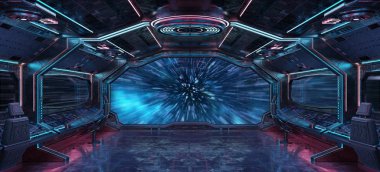 Işık hızı 3d render unsurları Nasa tarafından döşenmiş bu görüntü atlama grunge uzay gemisi Mavi ve pembe iç