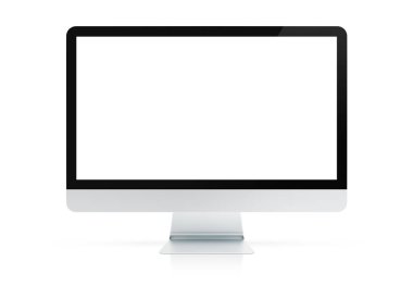 Modern bilgisayar monitörü mockup beyaz zemin üzerine 3d render izole