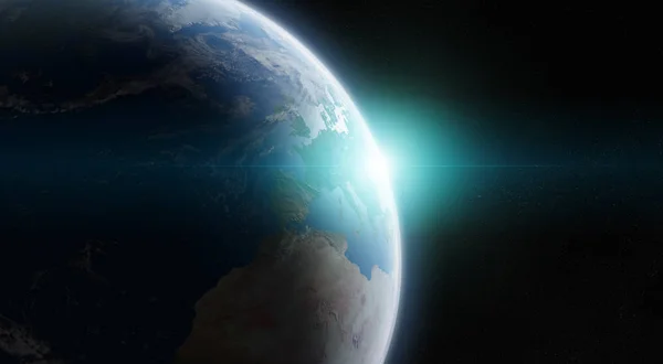 Utsikt Över Blå Planeten Jorden Rymden Med Hennes Atmosfär Europa — Stockfoto