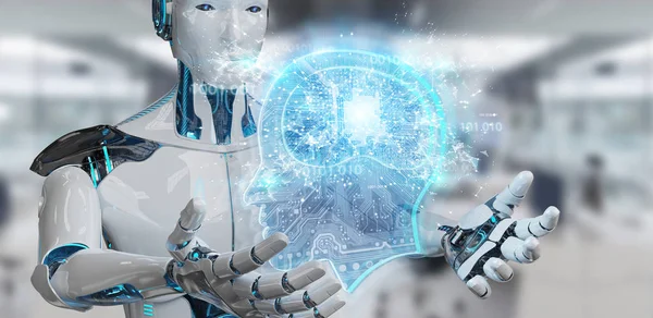 Kyborg Rozostřeného Pozadí Vytváření Umělé Inteligence Vykreslování — Stock fotografie