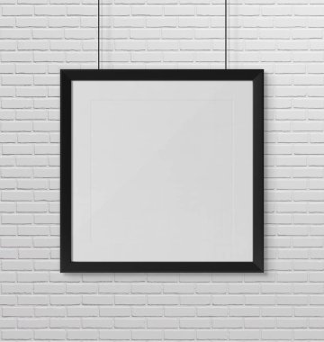 Çerçeve Duvar mockup 3d render önünde asılı siyah kare