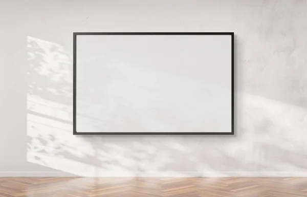 Μαύρο Πλαίσιο Έναν Λευκό Τοίχο Rendering Κοροϊδεύω — Φωτογραφία Αρχείου